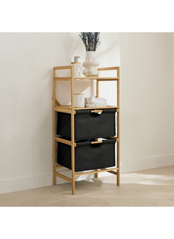 Home Box Oxford 2-Tier Storage Basket with Bamboo Shelf 43 x 96 x 33 cm  - Image 1