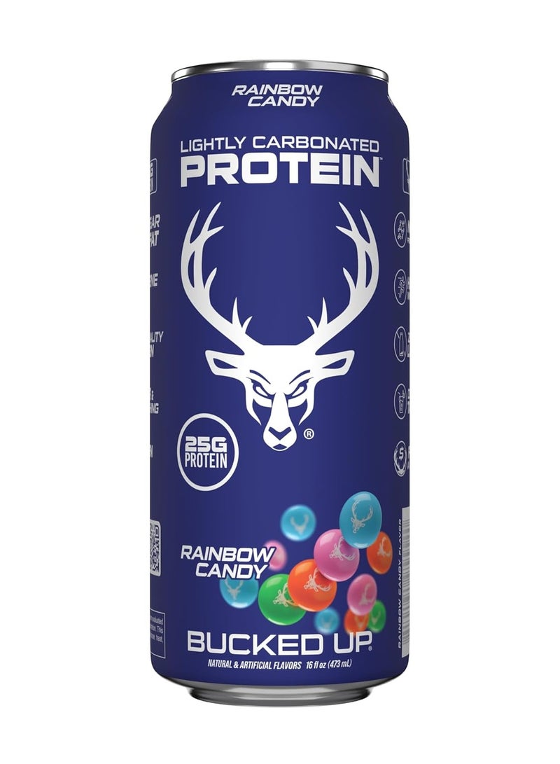 Bucked Up Lightly Carbonated Protein Soda | 25g Whey Isolate - Zero Sugar, Low Calorie, Caffeine Free, Clean Drink | Sparkling Protein Soda - 12 Pack, 16 oz Cans (Rainbow Candy) - Image 3