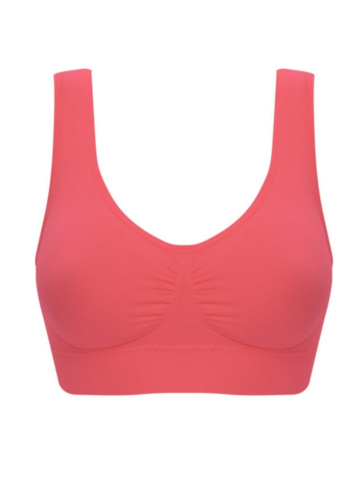 AROAQ Women Sports Bra, Fitness Sports Yoga Bra with Removable Padding,  Double-layer Seamless  Sports Bra without Rims, Comfortable Soft Bra for Workouts Running Yoga Trainings, (Size XXL, Rose Red)  - Image 1
