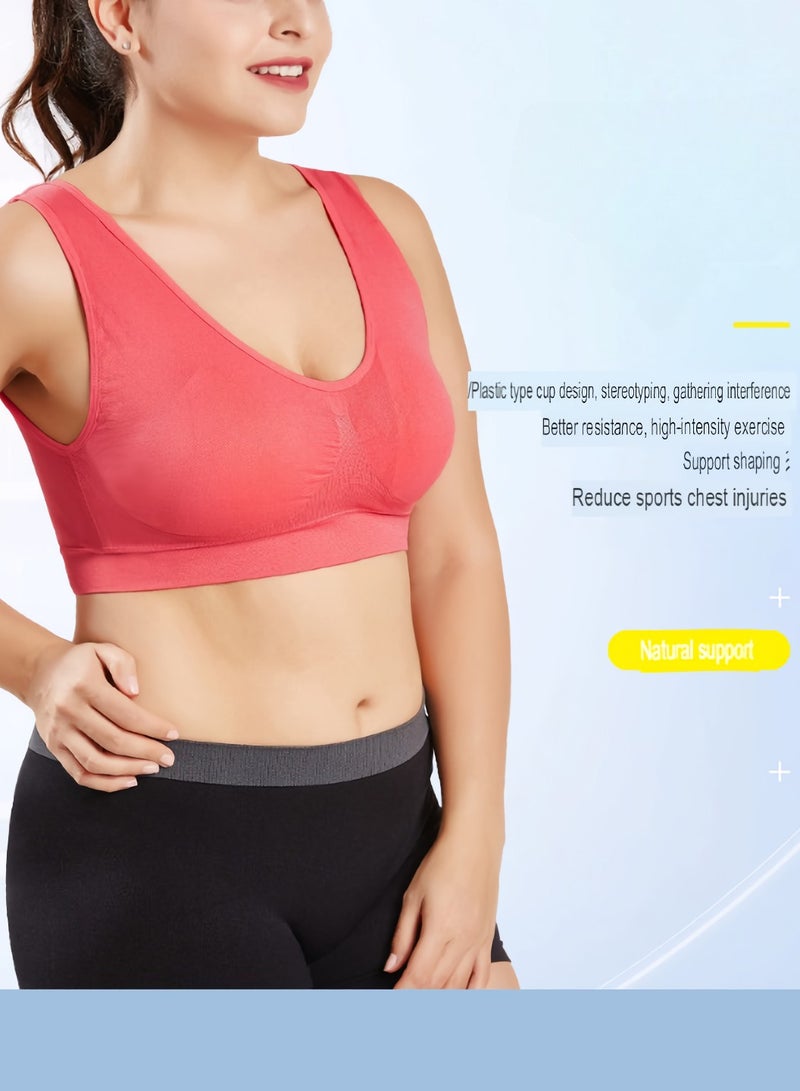 AROAQ Women Sports Bra, Fitness Sports Yoga Bra with Removable Padding,  Double-layer Seamless  Sports Bra without Rims, Comfortable Soft Bra for Workouts Running Yoga Trainings, (Size XXL, Rose Red)  - Image 2