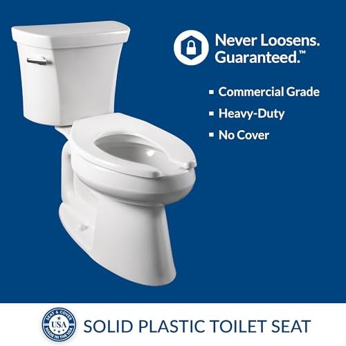 BEMIS 955SSCT 047 Commercial Heavy Duty Open Front Toilet Seat without Cover will Never Loosen & Reduce Call-backs, Round, Plastic, Black - Image 2