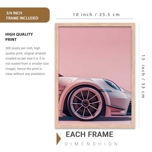 kotart Big Sports Cars Framed Posters Gift Items for Boys Room Wall Decoration Bedroom Living Room Office Studio Décor | Car Poster Frame for Wall Décor Set Of 3 Size (13 X 17 inch) - Image 2