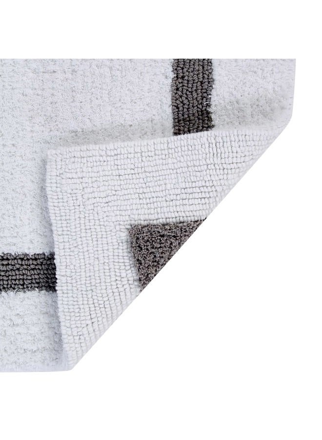 Better Trends Hotel Collection is Super Absorbent Reversible Double Sided Thick Bath Mat Rug Machine Washable 100% Cotton in Race Track Pattern, 30" Round, White & Gray - Image 5