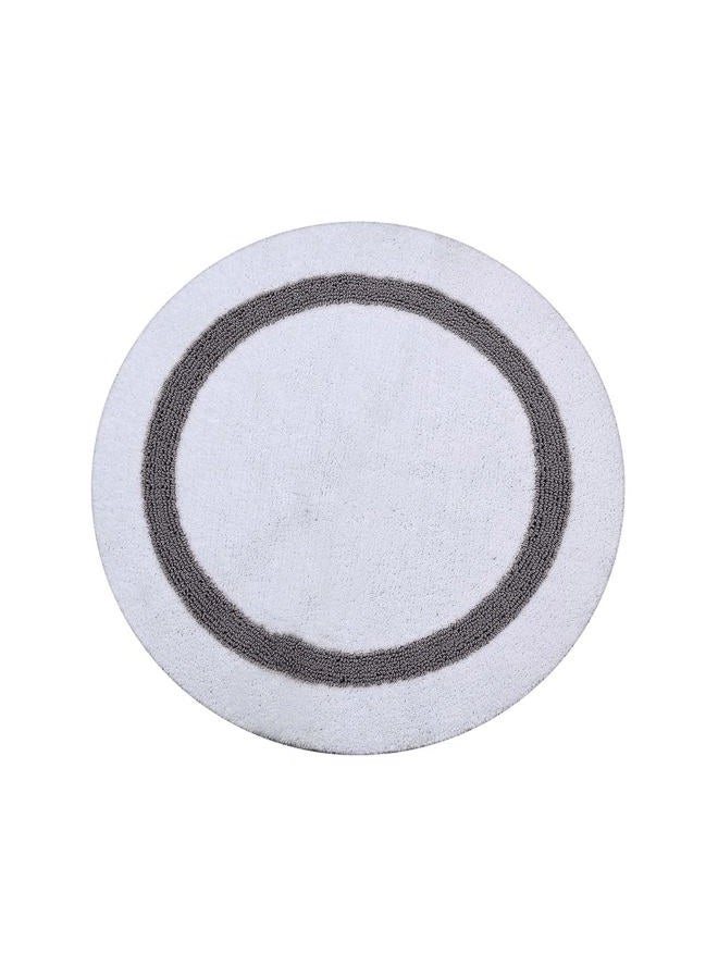 Better Trends Hotel Collection is Super Absorbent Reversible Double Sided Thick Bath Mat Rug Machine Washable 100% Cotton in Race Track Pattern, 30" Round, White & Gray - Image 2