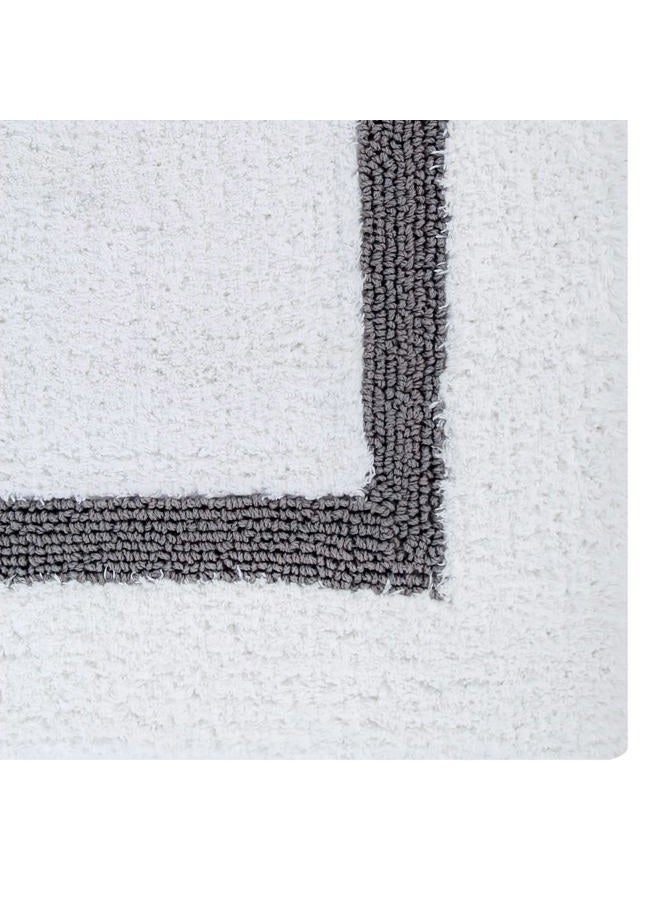 Better Trends Hotel Collection is Super Absorbent Reversible Double Sided Thick Bath Mat Rug Machine Washable 100% Cotton in Race Track Pattern, 30" Round, White & Gray - Image 4
