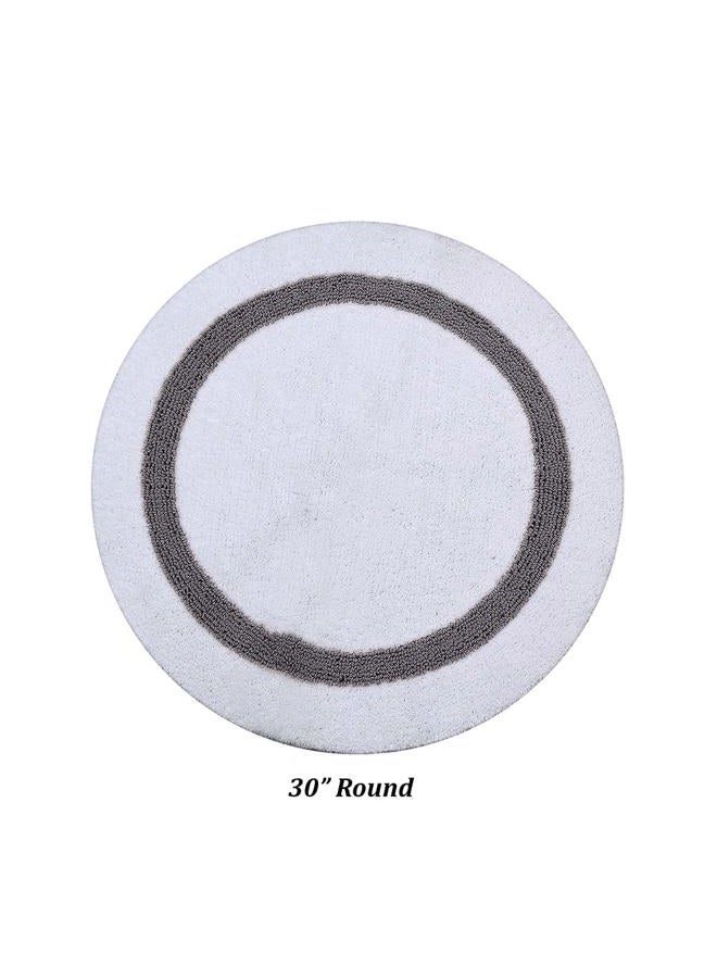 Better Trends Hotel Collection is Super Absorbent Reversible Double Sided Thick Bath Mat Rug Machine Washable 100% Cotton in Race Track Pattern, 30" Round, White & Gray - Image 3