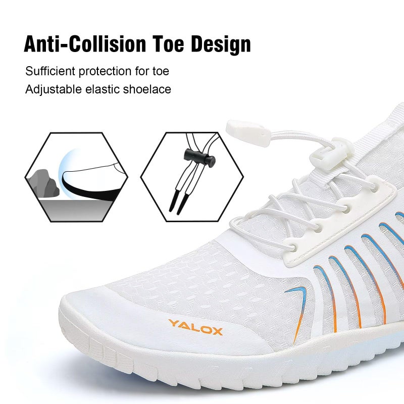 YALOX Water Shoes Men's Women's Swim Shoes Outdoor Beach Barefoot Quick-Dry Aqua Pool Socks Swimming Yoga Surfing Exercise(A03-White,37EU) - Image 3