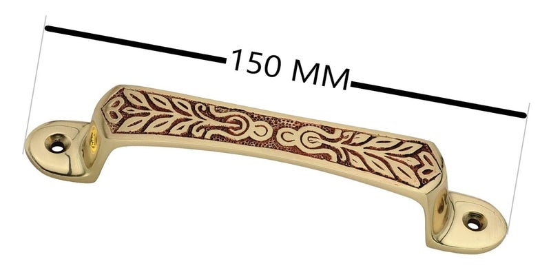 Chitra Brass Carving Series Door/Cabinet/Drawer Pull Handle Pack Of 4 (Matt Brush Golden Copper, 6 Inch) - Image 2