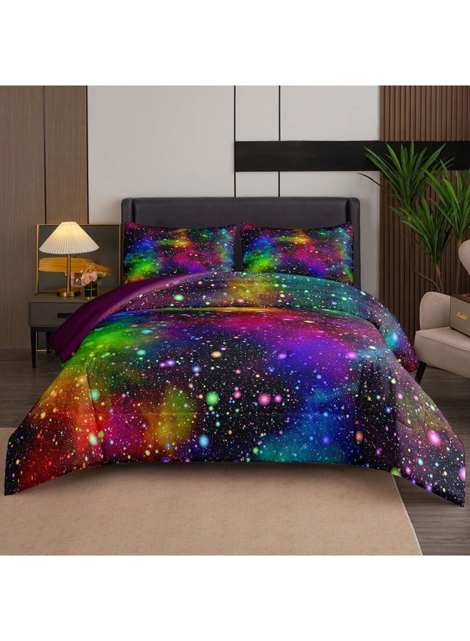 Tailor Shop Galaxy Comforter Set Colorful Outer Space Rainbow Bedding Set Twin for Girls Boys Kids Bedroom Decoration - Includes 1 Comforter 1 Pillowcase…… - Image 1