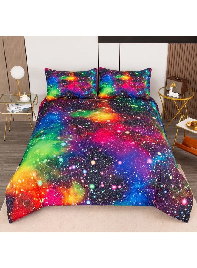 Tailor Shop Galaxy Comforter Set Colorful Outer Space Rainbow Bedding Set Twin for Girls Boys Kids Bedroom Decoration - Includes 1 Comforter 1 Pillowcase…… - Image 3