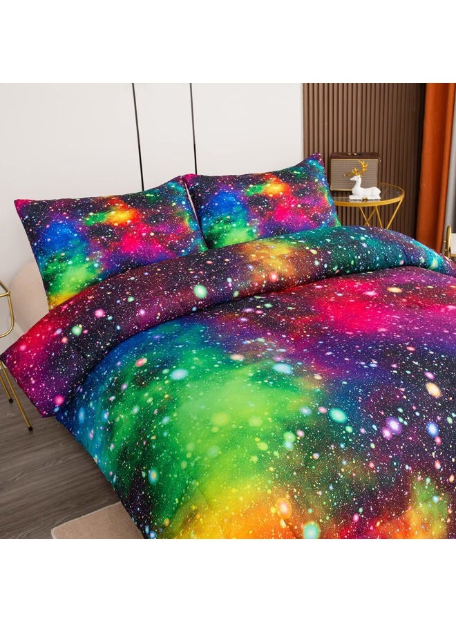 Tailor Shop Galaxy Comforter Set Colorful Outer Space Rainbow Bedding Set Twin for Girls Boys Kids Bedroom Decoration - Includes 1 Comforter 1 Pillowcase…… - Image 2