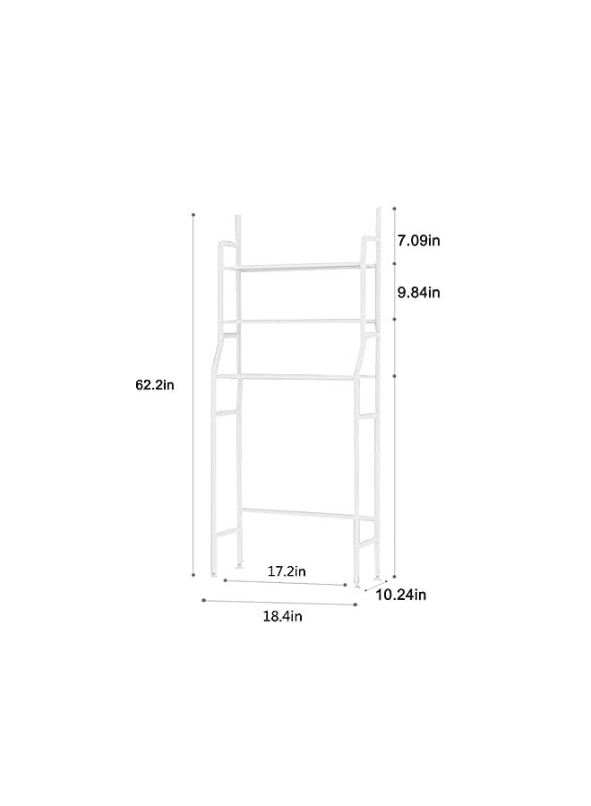 Raxoom 3-Shelf Bathroom Organizer Toilet Rack with Over-The-Toilet Shelf Space Saver Toilet Paper Holder Easy Assembly Corner Freestanding Laundry Shelves Adjustable Height Towels Plants Books (White) - Image 3