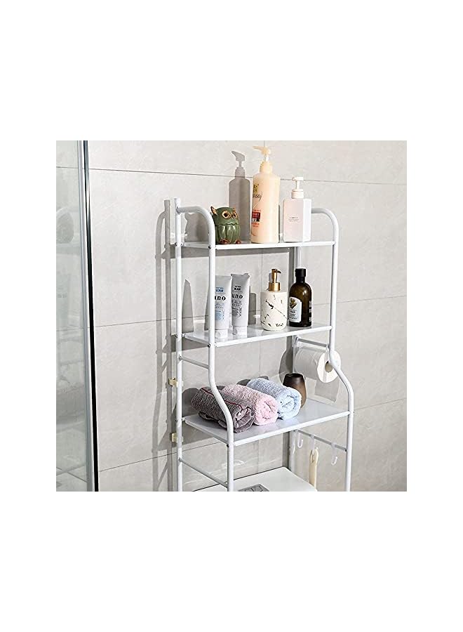 Raxoom 3-Shelf Bathroom Organizer Toilet Rack with Over-The-Toilet Shelf Space Saver Toilet Paper Holder Easy Assembly Corner Freestanding Laundry Shelves Adjustable Height Towels Plants Books (White) - Image 5