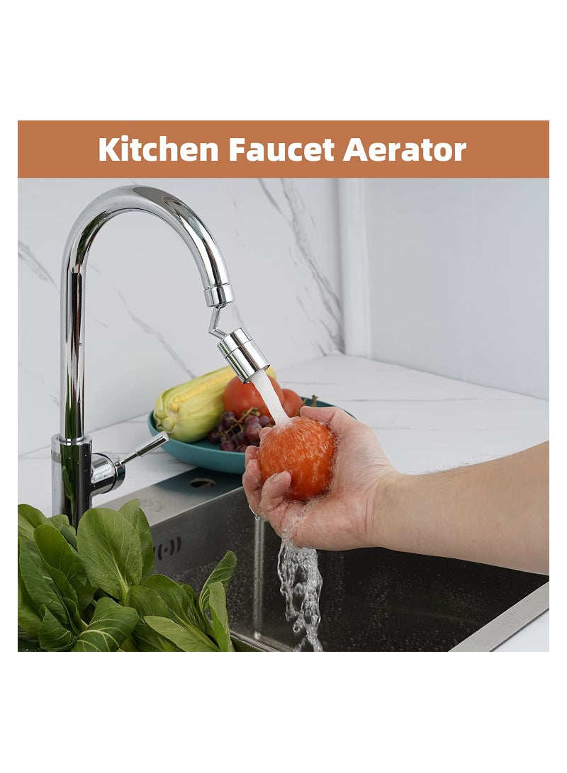 Faucet Aerator, 720° Big Angle Spray Aerator Dual Function Kitchen Faucet Aerator, Bathroom Faucet Mounted for Face Washing, Gargle and Eye Flush, Polished Chrome - Image 5