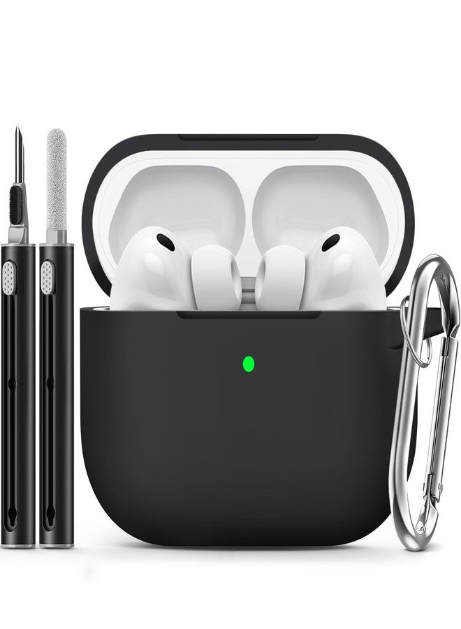 Ljusmicker for AirPods Pro 3 Case 2025 with Cleaner Kit,Soft Silicone Protective Cases for Apple AirPods Pro 3rd Generation Case for Women Men,AirPod Pro 3 Cases Cover Accessories with Keychain-Black - Image 1
