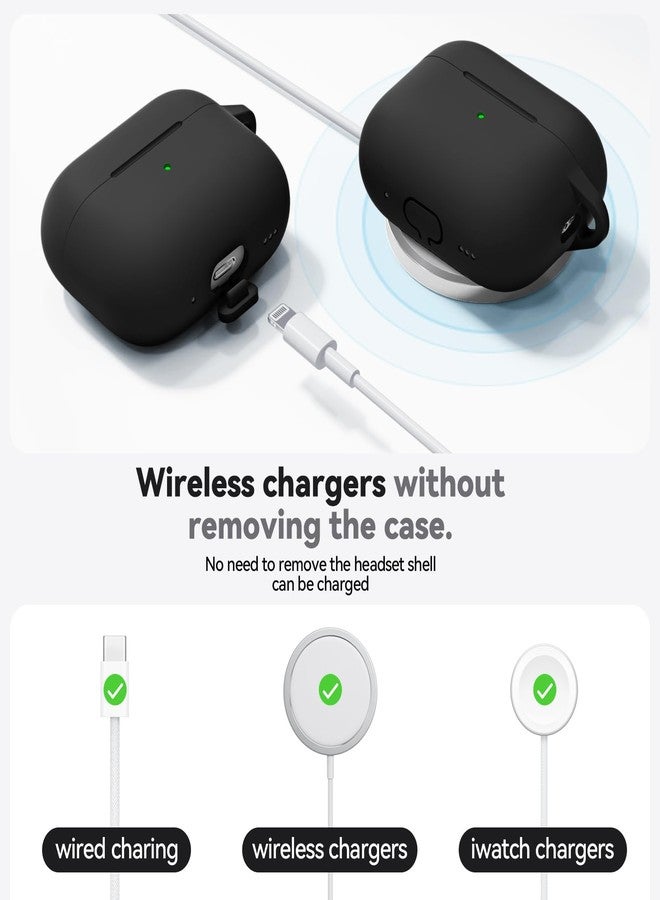 Ljusmicker for AirPods Pro 3 Case 2025 with Cleaner Kit,Soft Silicone Protective Cases for Apple AirPods Pro 3rd Generation Case for Women Men,AirPod Pro 3 Cases Cover Accessories with Keychain-Black - Image 4