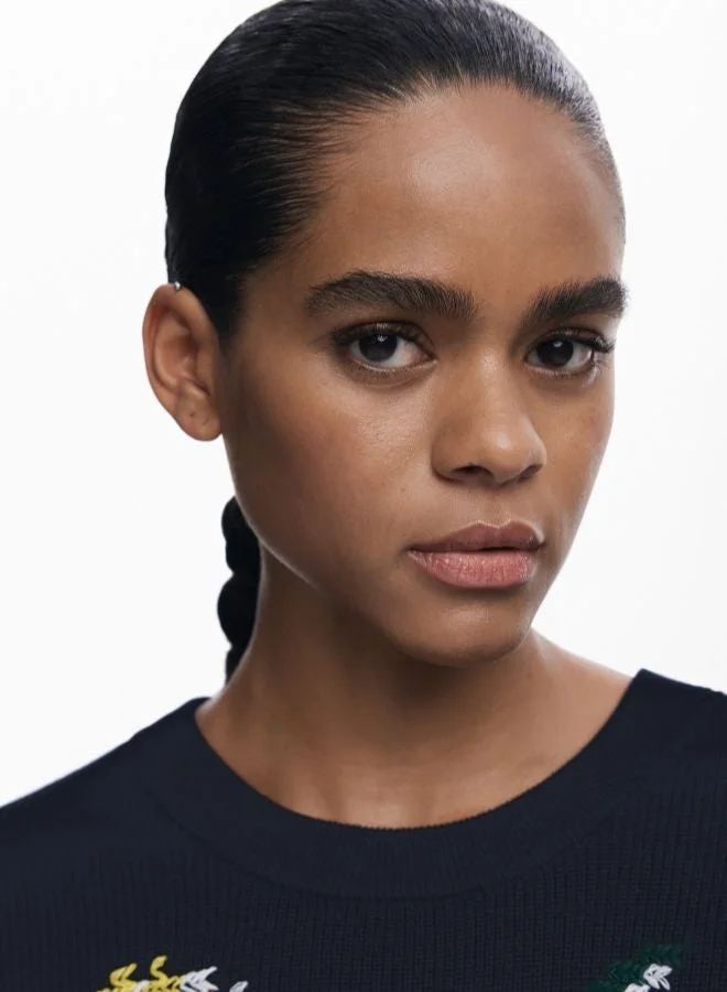 DESIGUAL Jacquard sweater with embroidered flowers