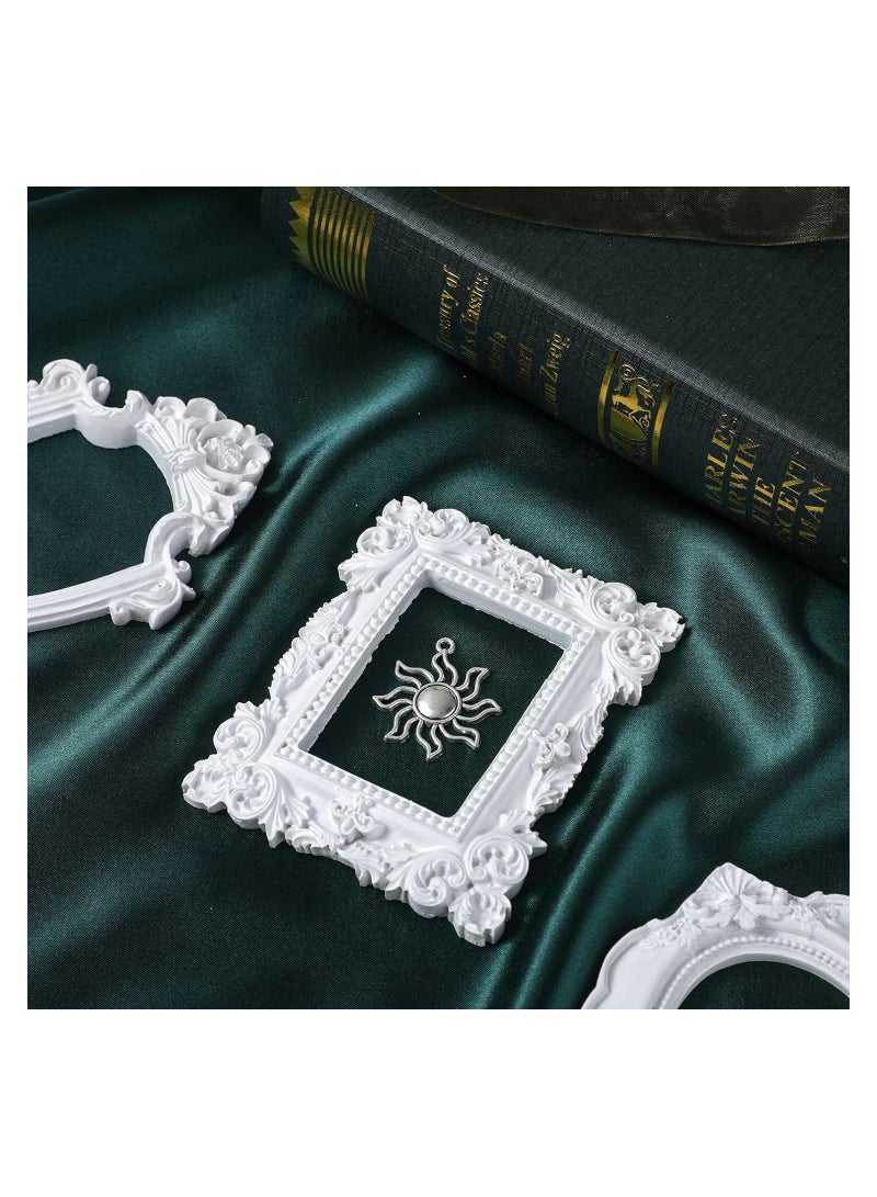 Excefore 5 Pcs Vintage Resin Picture Frame, Antique Photo Resin Frame, Oval Rectangle Wall Hanging, Resin Jewelry Display Frame Photography Photo Frame DIY Photo Frame for Phone Photo Home Decoration (White) - Image 4