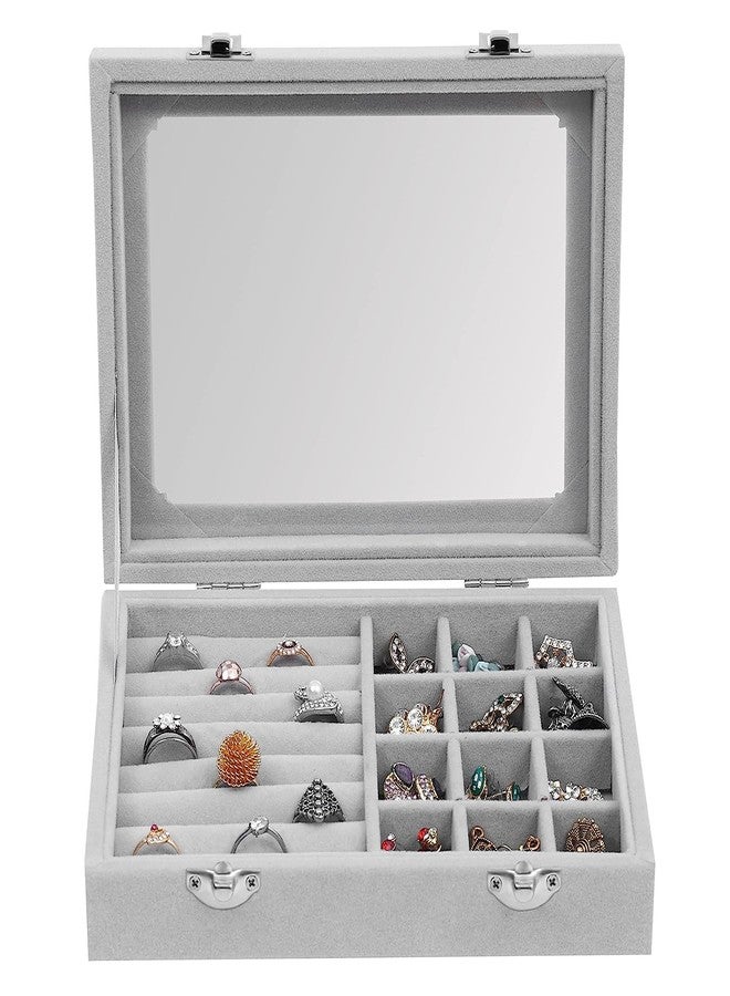 COLBEX Jewellery Box Organiser 9 Grids Jewelry Storage Case, Velvet Lockable Jewellery Organiser, Removal Tray, Ring Storage Slot, Ring jewellery Display Storage Box Tray (Multicolor) - Image 1