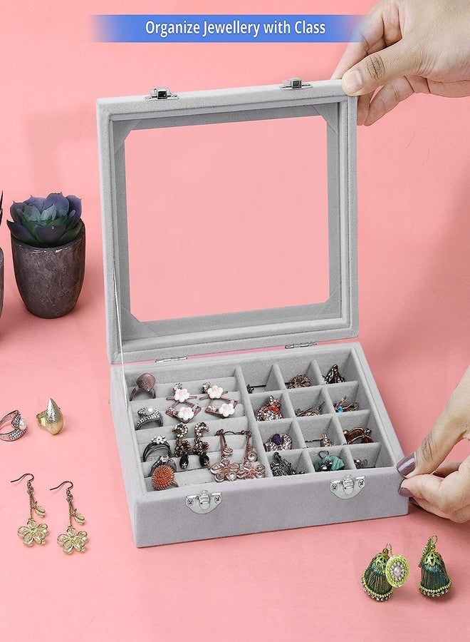COLBEX Jewellery Box Organiser 9 Grids Jewelry Storage Case, Velvet Lockable Jewellery Organiser, Removal Tray, Ring Storage Slot, Ring jewellery Display Storage Box Tray (Multicolor) - Image 3