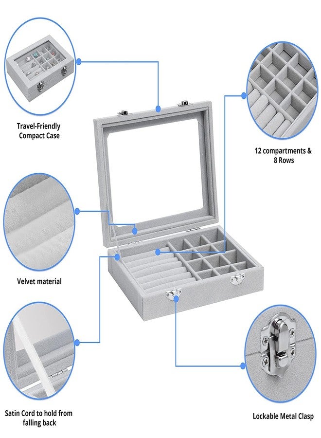 COLBEX Jewellery Box Organiser 9 Grids Jewelry Storage Case, Velvet Lockable Jewellery Organiser, Removal Tray, Ring Storage Slot, Ring jewellery Display Storage Box Tray (Multicolor) - Image 4