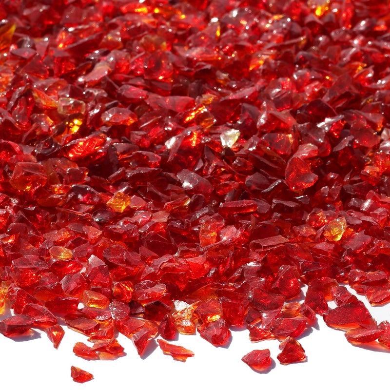 QYGL Crushed Glass for Resin Art, DIY Crafts, and Home Decor - 0.9LB Red Broken Glass Pieces 3-6mm, for Vase Fillers, Tabletop Fire Pit, and Aquarium Rocks - Image 1