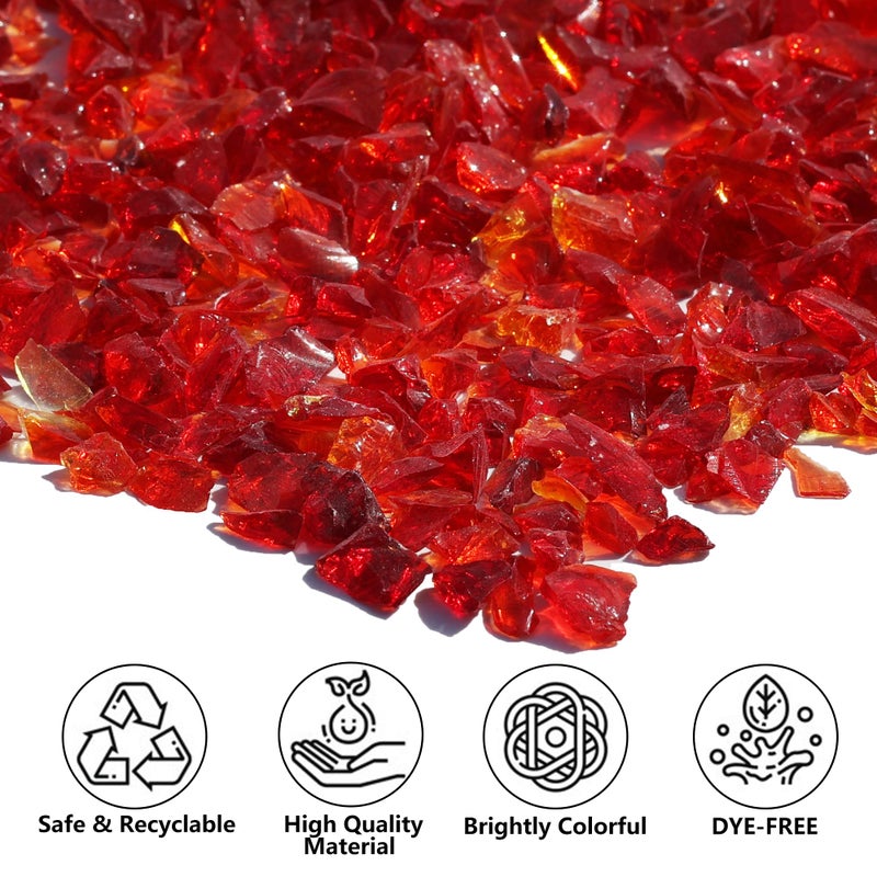 QYGL Crushed Glass for Resin Art, DIY Crafts, and Home Decor - 0.9LB Red Broken Glass Pieces 3-6mm, for Vase Fillers, Tabletop Fire Pit, and Aquarium Rocks - Image 2