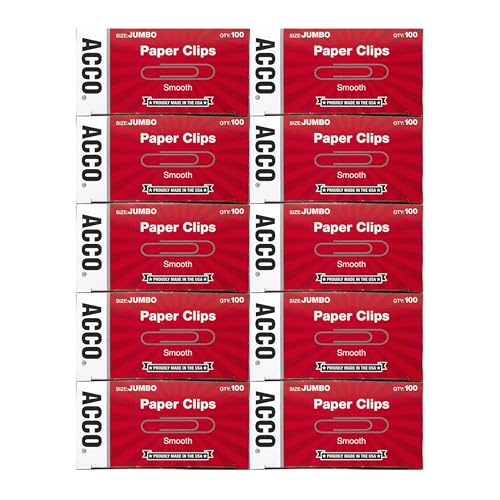 ACCO Brands ACCO Paper Clips, Jumbo, Smooth, Economy, 10 Boxes, 100/Box (72580) - Image 1