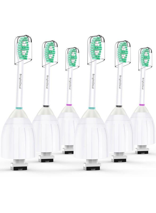Brightdeal BrightDeal Toothbrush Heads for Philips Sonicare Essence Elite Advance Xtreme CleanCare E-Series Electric Sonic Screw-on Brush Replacement HX7022/66 HX7023 HX7001 with Cap, 6 Pack - Image 1
