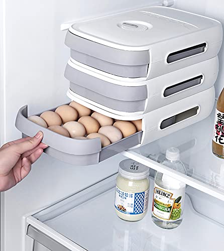 Evona Refrigerator Egg Storage Container Household Colourful MultiLayer Egg Fresh Storage Box for Kitchen Fridge Drawer Type Eggs Box Egg Storage Saving Container White - Image 3