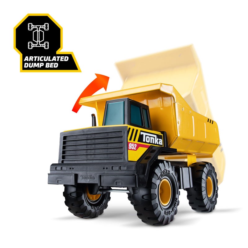 Tonka Steel Classics Mighty Dump Truck - Made with Steel & Sturdy Plastic, Yellow Toy Construction Truck, Boys and Girls, Kids, Toddlers, Ages 3+ - Image 3