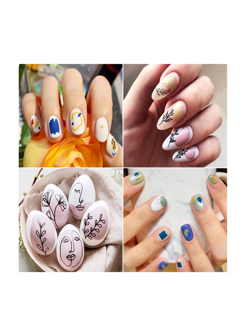 SOLARAE Graffiti Fun Nail Art Stickers Abstract Nail Decals 3D Self Adhesive Abstract Lady Face Rose Leaf Nail Design Manicure Tips Nail Decoration for Women Girls Kids 6 Sheets - Image 5