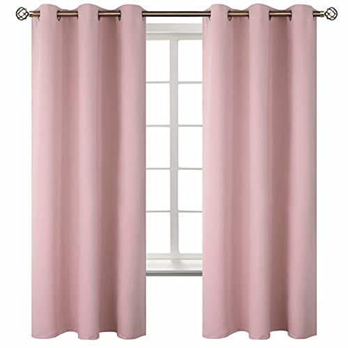 BGment Baby Pink Curtains for Girls Room - Nursery Room Darkening Thermal Insulated Grommet Top Elegant Modern Window Treatment, 2 Panels, 42 x 63 Inch - Image 1