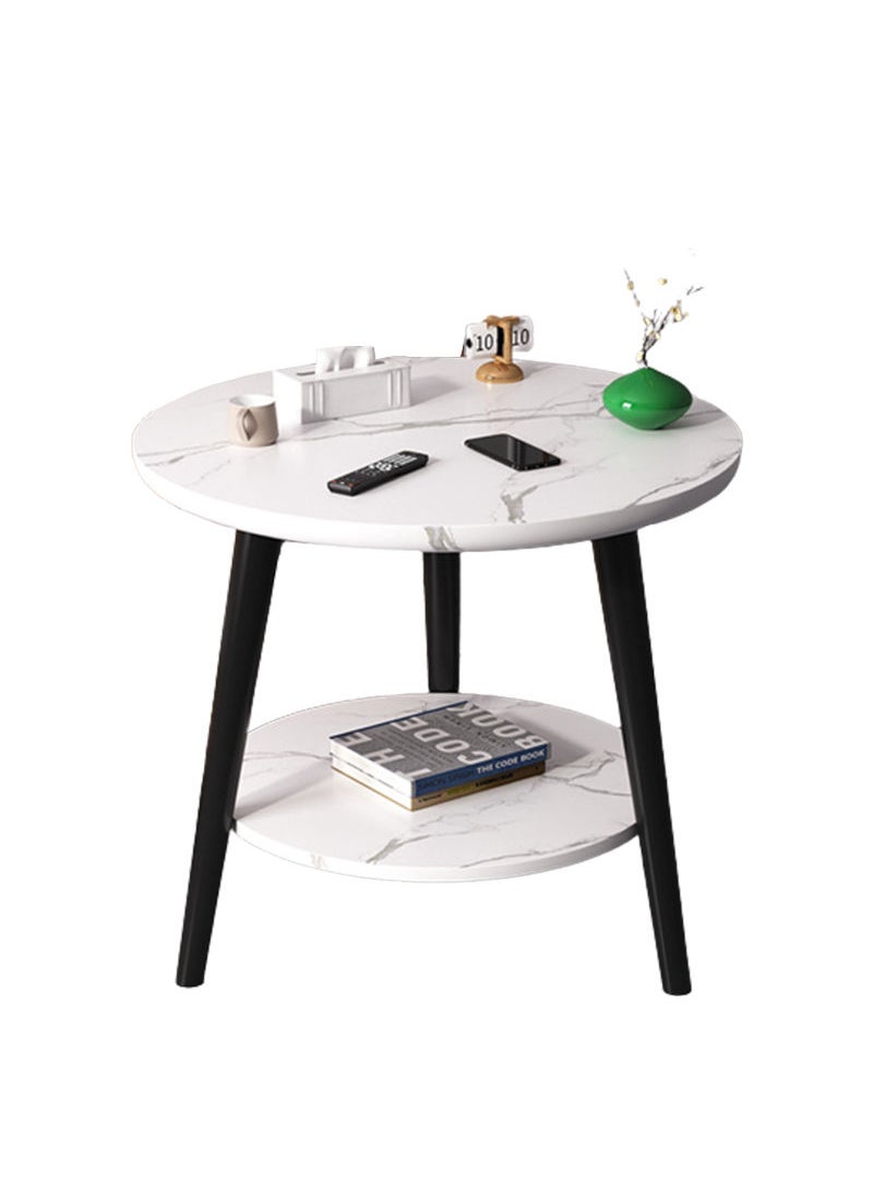 Sharpdo Living Room Coffee Table Double Layer Small Round Table Sofa Side Table End Table  - Image 1