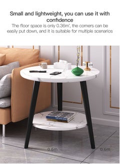Sharpdo Living Room Coffee Table Double Layer Small Round Table Sofa Side Table End Table  - Image 4
