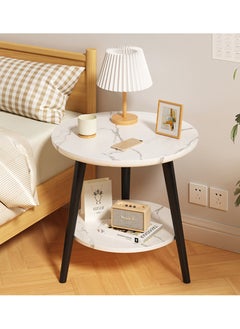 Sharpdo Living Room Coffee Table Double Layer Small Round Table Sofa Side Table End Table  - Image 2