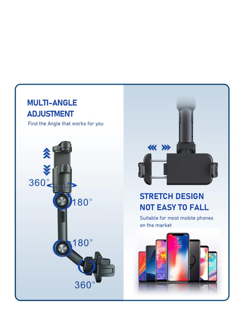 SOLARAE Rearview Mirror Phone Holder for Car, Universal Rotating Retractable Car Phone Holder, GPS Holder, Anti-Shake Multifunctional Design for Most Mobile Phone and Car Rearview Mirror (Black) - Image 2