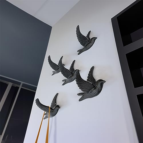 Ambipolar 5-Pack Bird Flying Style Coat Hooks, Vintage Black Hooks for Coats, Hats, and More, Sturdy Cast Iron Construction, Rustic Farmhouse Theme, Easy Installation Versatile and Durable - Image 2