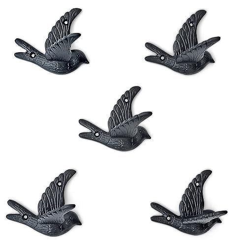 Ambipolar 5-Pack Bird Flying Style Coat Hooks, Vintage Black Hooks for Coats, Hats, and More, Sturdy Cast Iron Construction, Rustic Farmhouse Theme, Easy Installation Versatile and Durable - Image 5
