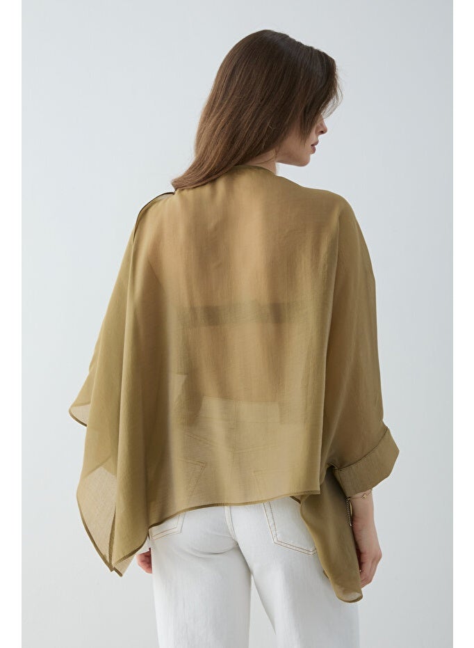 ARCO STORE Green Oversize Slim Draped Woven Blouse - Image 2