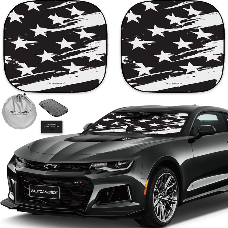 Autoamerics 2-Piece Windshield Sun Shade - Metallic Red Foldable Car Front Window Sunshade for Most Cars SUV Truck - Heat Blocker Visor Protector Blocks Max UV Rays and Keeps Your Vehicle Cool - Large - Image 1