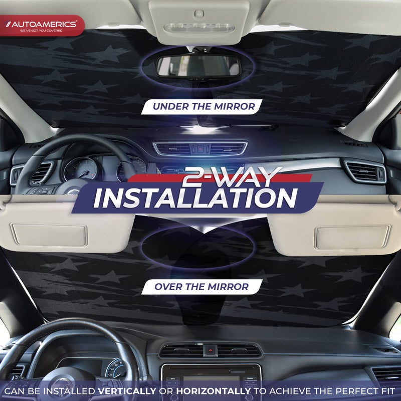 Autoamerics 2-Piece Windshield Sun Shade - Metallic Red Foldable Car Front Window Sunshade for Most Cars SUV Truck - Heat Blocker Visor Protector Blocks Max UV Rays and Keeps Your Vehicle Cool - Large - Image 3