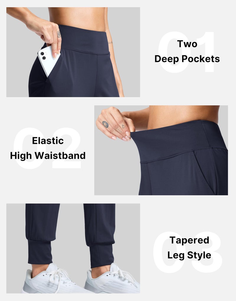 SANTINY Women's Joggers Pants with Pockets Lightweight High Waisted Athletic Gym Workout Pants for Women Yoga Travel (Navy_L) - Image 5