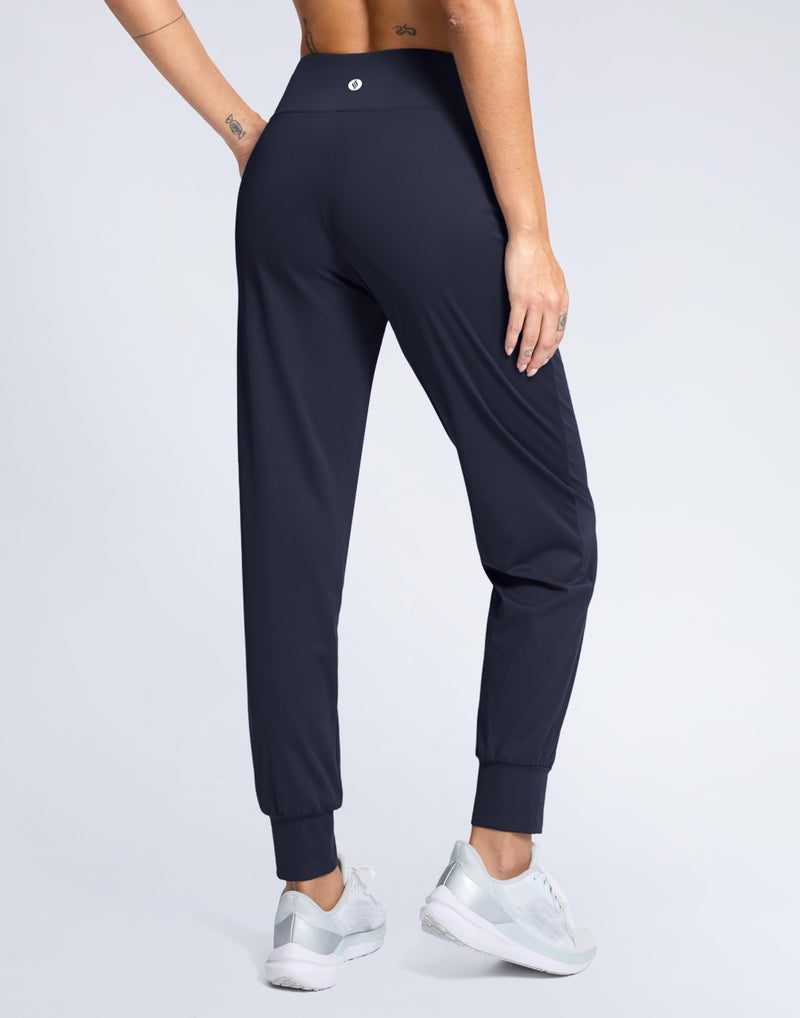 SANTINY Women's Joggers Pants with Pockets Lightweight High Waisted Athletic Gym Workout Pants for Women Yoga Travel (Navy_L) - Image 2