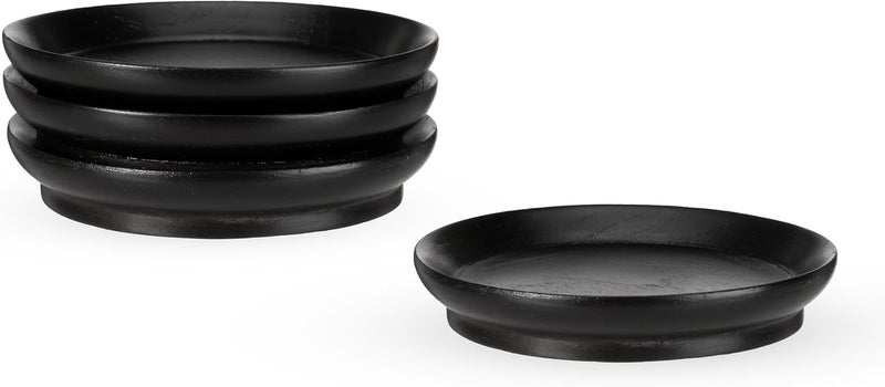 Twine Wooden Farmhouse Wine Glass Topper Appetizer Plates Drink Cup Covers Rustic Wine Glass Covers Wine Accessories Set of 4 Mahogany - Image 5