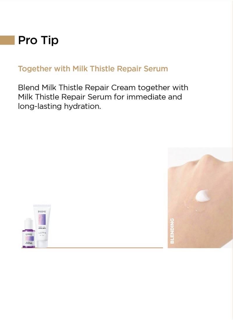 Banobagi - Milk Thistle Repair Cream  Korean Skin Care Face Moisturizer Face Cream for Women & Men Korean Moisturizer Barrier Repair Cream Centella Asiatica & 50% Burdock Root Extract 50ml - Image 1