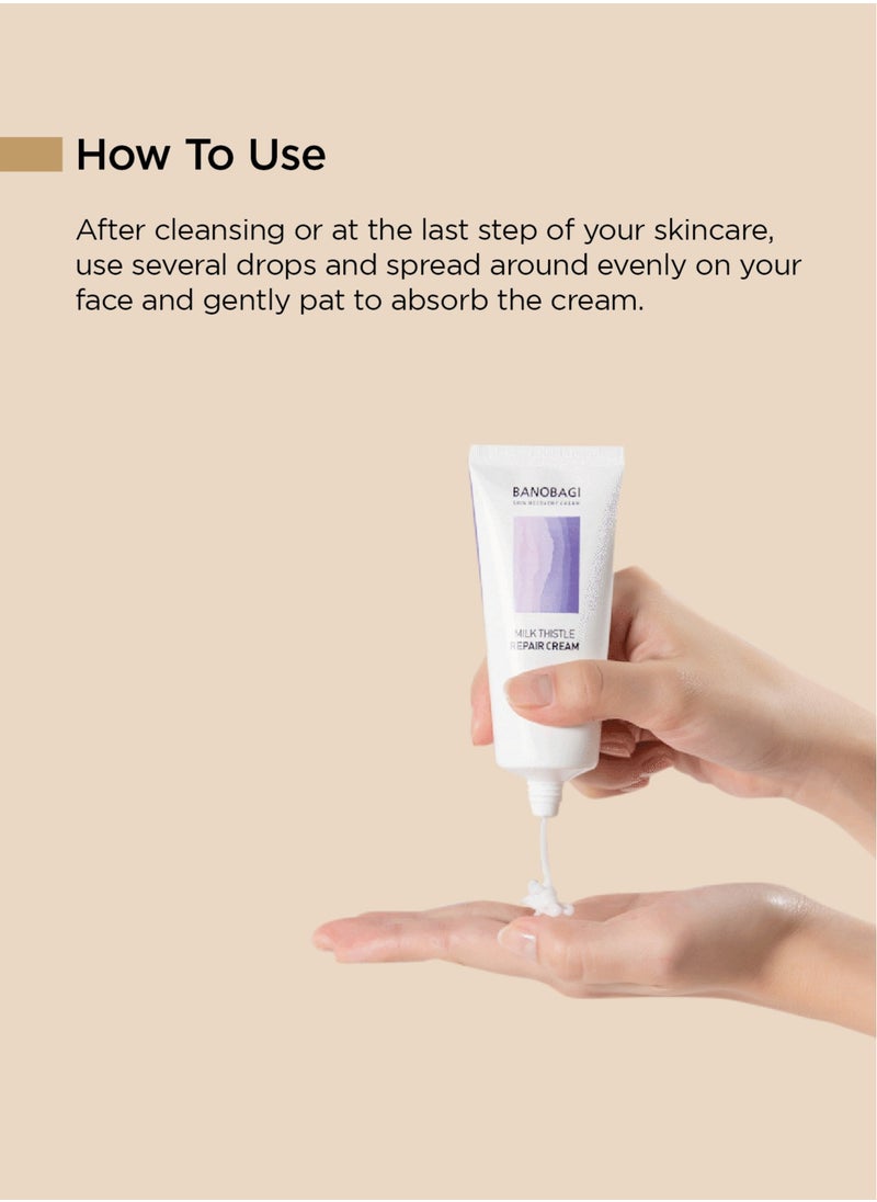 Banobagi Milk Thistle Repair Cream  Korean Skin Care Face Moisturizer Face Cream for Women & Men Korean Moisturizer Barrier Repair Cream Centella Asiatica & 50% Burdock Root Extract 50ml  - Image 5
