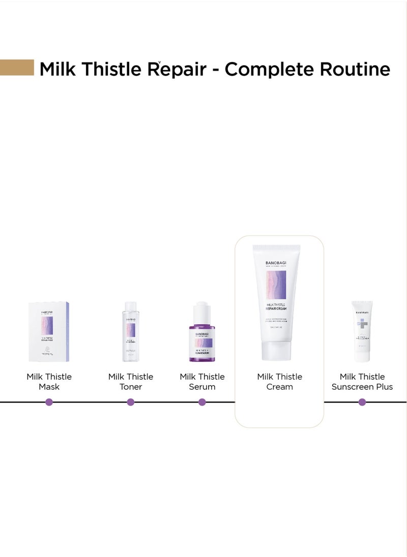 Banobagi - Milk Thistle Repair Cream  Korean Skin Care Face Moisturizer Face Cream for Women & Men Korean Moisturizer Barrier Repair Cream Centella Asiatica & 50% Burdock Root Extract 50ml - Image 1