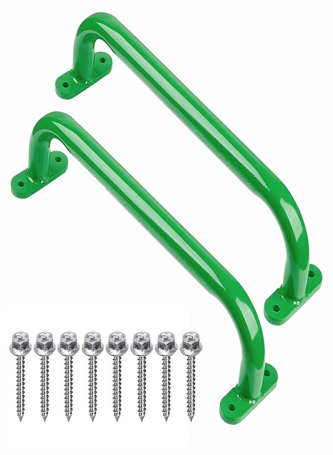 Purife 13'' Playground Safety Handle Metal Green 2 Pack, Outdoor Kids Playset Handles, Swing Set Grab Handles, Kids Grab Hand Bar for Jungle Gym, Climbing Frame, Playhouse, Treehouse - Image 1