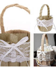 SYOSI Romantic Lace Wedding Ring Pillow and Flower Basket Set Flower Girl Baskets Witness Love with Soft Jute Material Ring Cushion for Engagement Ceremony Wedding Supply Decoration  - Image 4